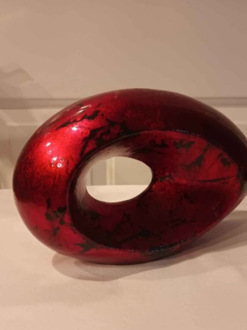 Contemporary Red Ceramic Abstract Sculpture - Home Art Accent